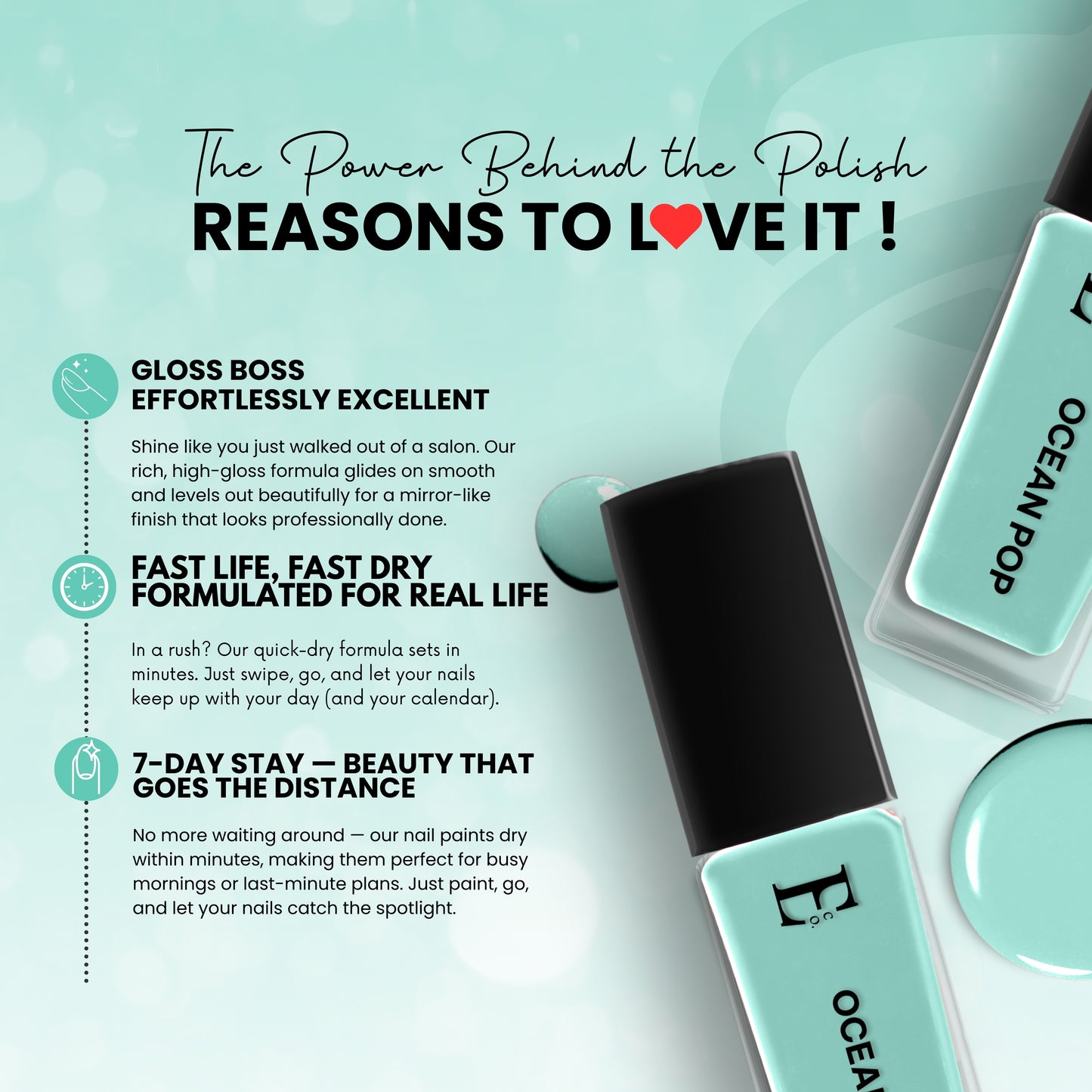 OCEAN POP Vegan Nail Polish, Mint Green Color -10 Ml