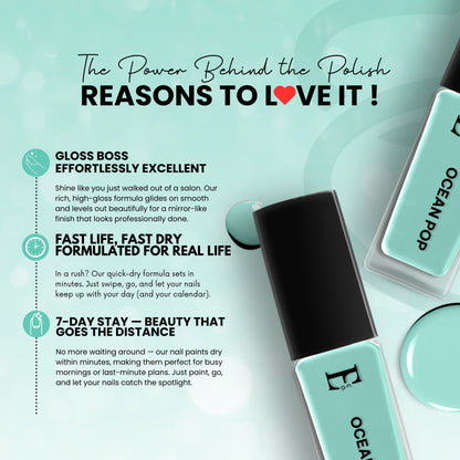 OCEAN POP Vegan Nail Polish, Mint Green Color -10 Ml