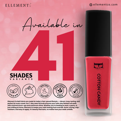 Cotton Candy Vegan Hot Pink Nail Polish – Chip-Resistant, Non-Yellowing, Gel-Like Shine, Long-Lasting