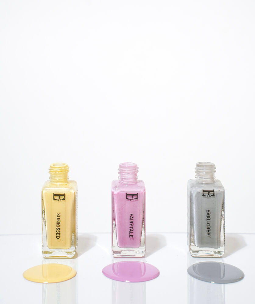 Vacay Vibes Nail Polish Set – 3 Pastel Shades: Sunkissed Yellow, Earl Grey, and Fairytale Pink – Summer Nail Colors