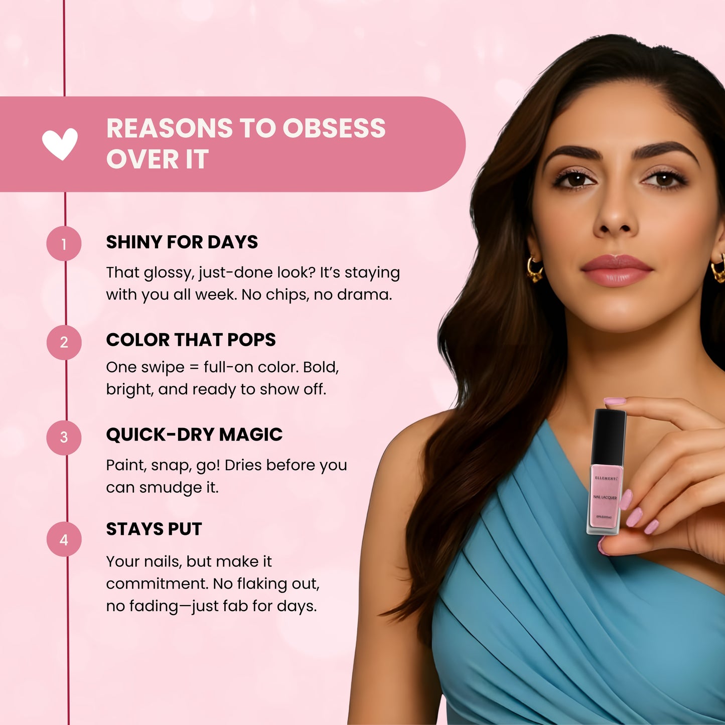 Fairytale Vegan Nail Polish – Chip-Resistant, Non-Yellowing Pink, Gel-Like Gloss, Strengthens Nails, Long-Lasting