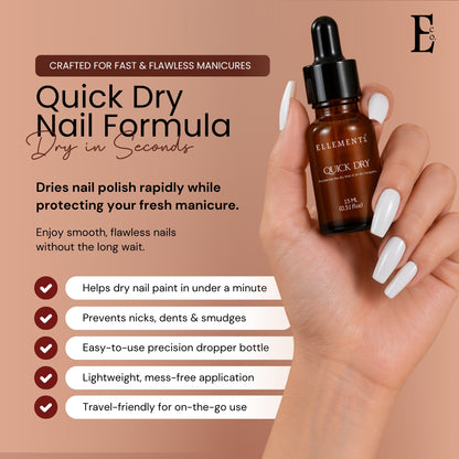 Ellement Co. Quick Dry Nail Drops – Fast-Drying, Smudge-Free Polish Accelerator, 15ML