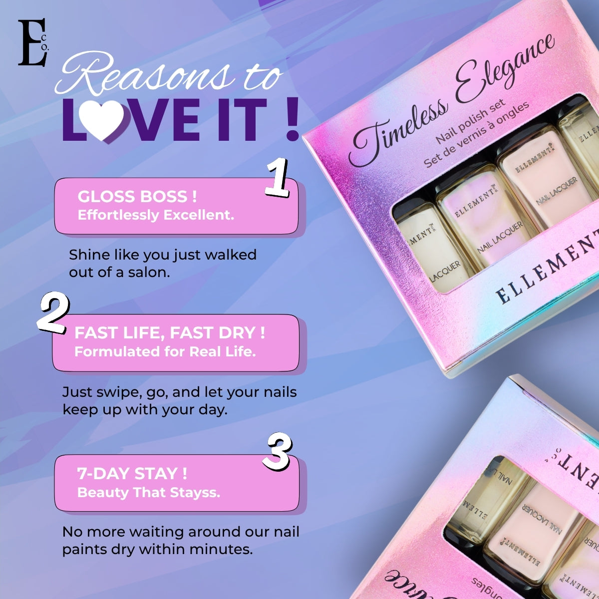 Timeless Elegance Nail Polish Set – French Pink, Blanc White, Milky Way Holographic Chrome & Gloss Top Coat