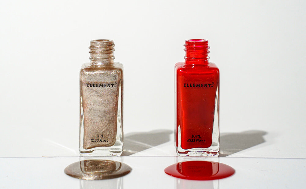 Queen of Hearts Nail Polish Set – Rosewood Red & Dull Gold Metallic, 2-Piece Nail Art Collection