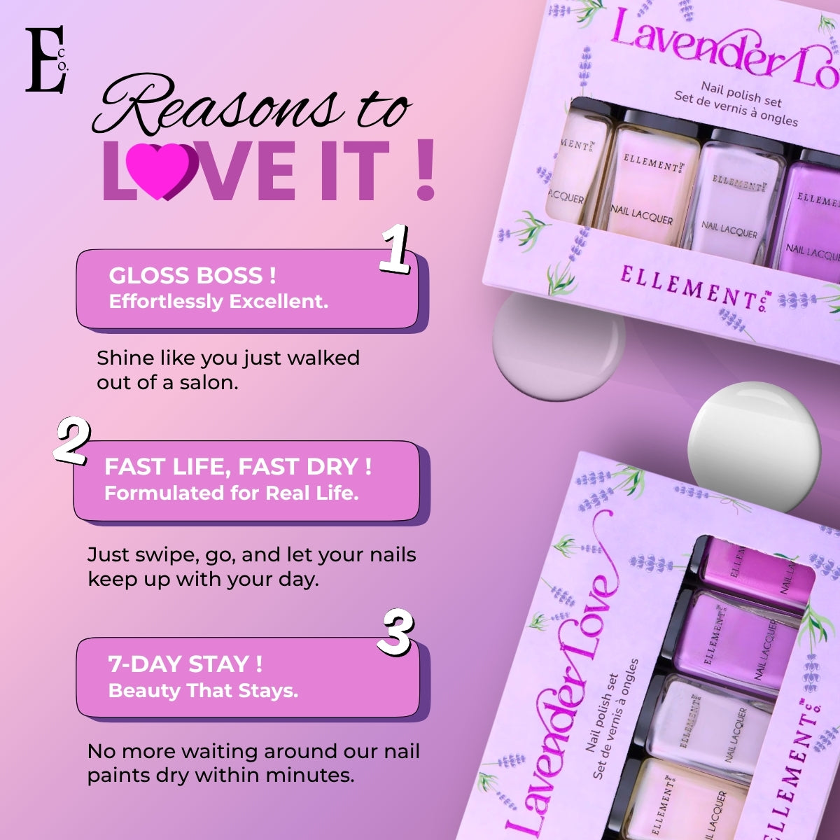 Lavender Love Nail Polish Set – 5-Piece Purple and White Collection (Monster, Hi-Tea, Purple Haze, Milky Way, Blanc)