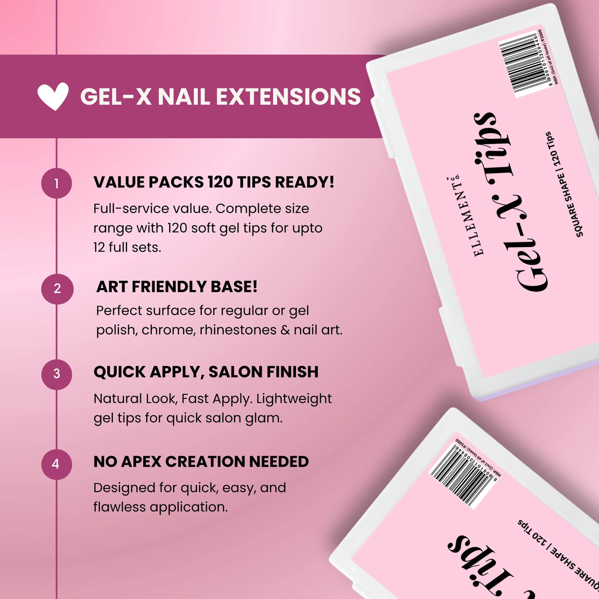 Gel-X Natural Long Square Tips - Pack of 120 4