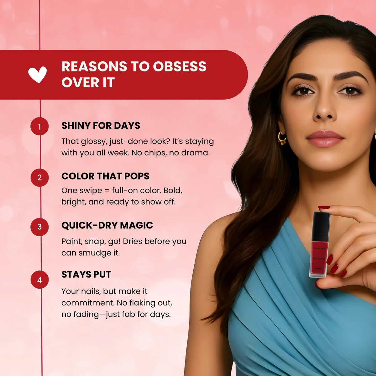 Classic Red Vegan Nail Polish – Vibrant Color, Long-Lasting, Chip-Resistant, Gel-Like Shine 5