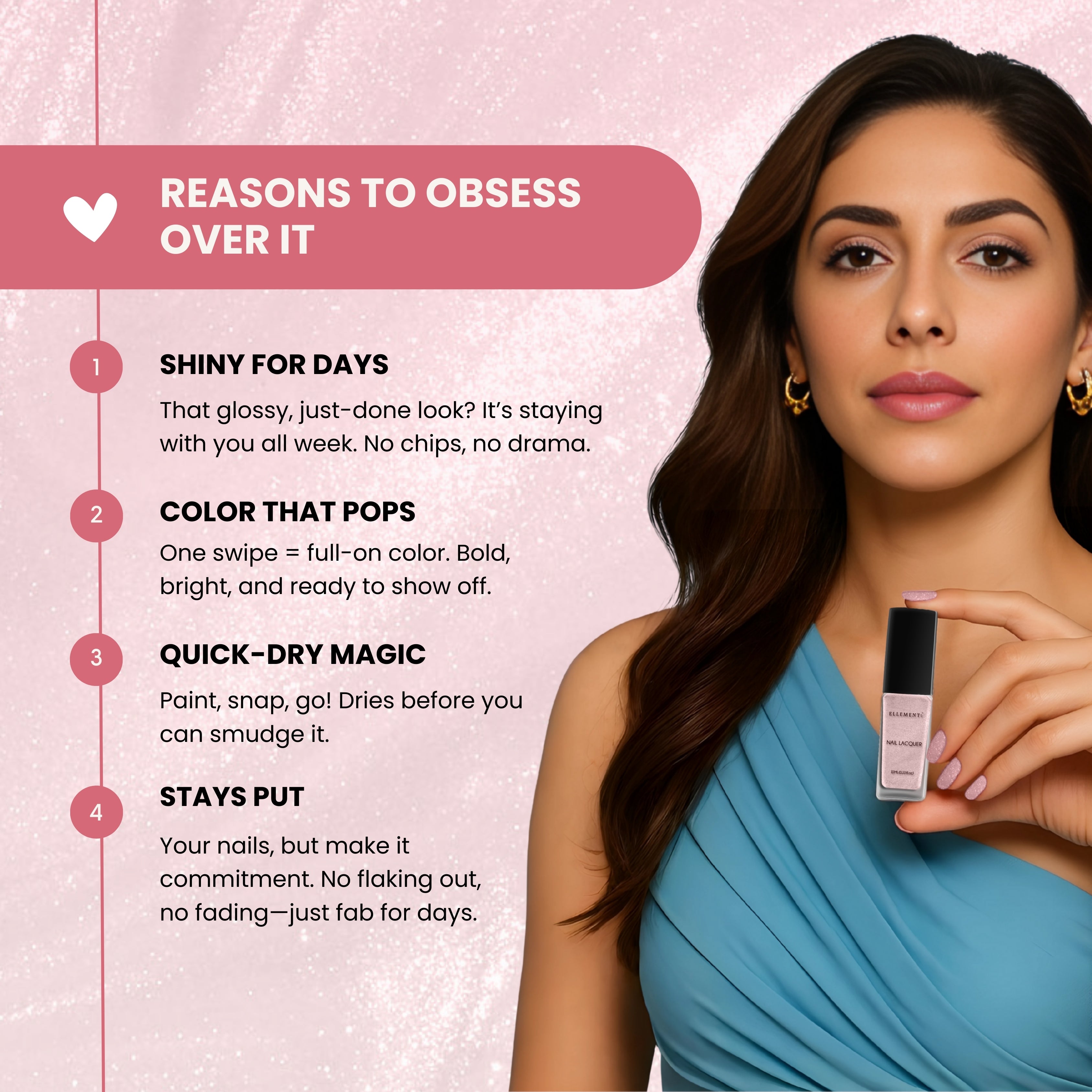 Pink Champagne Metallic Rose Gold Vegan Nail Polish – Chip-Resistant, Gel-Like Shine, Long-Lasting