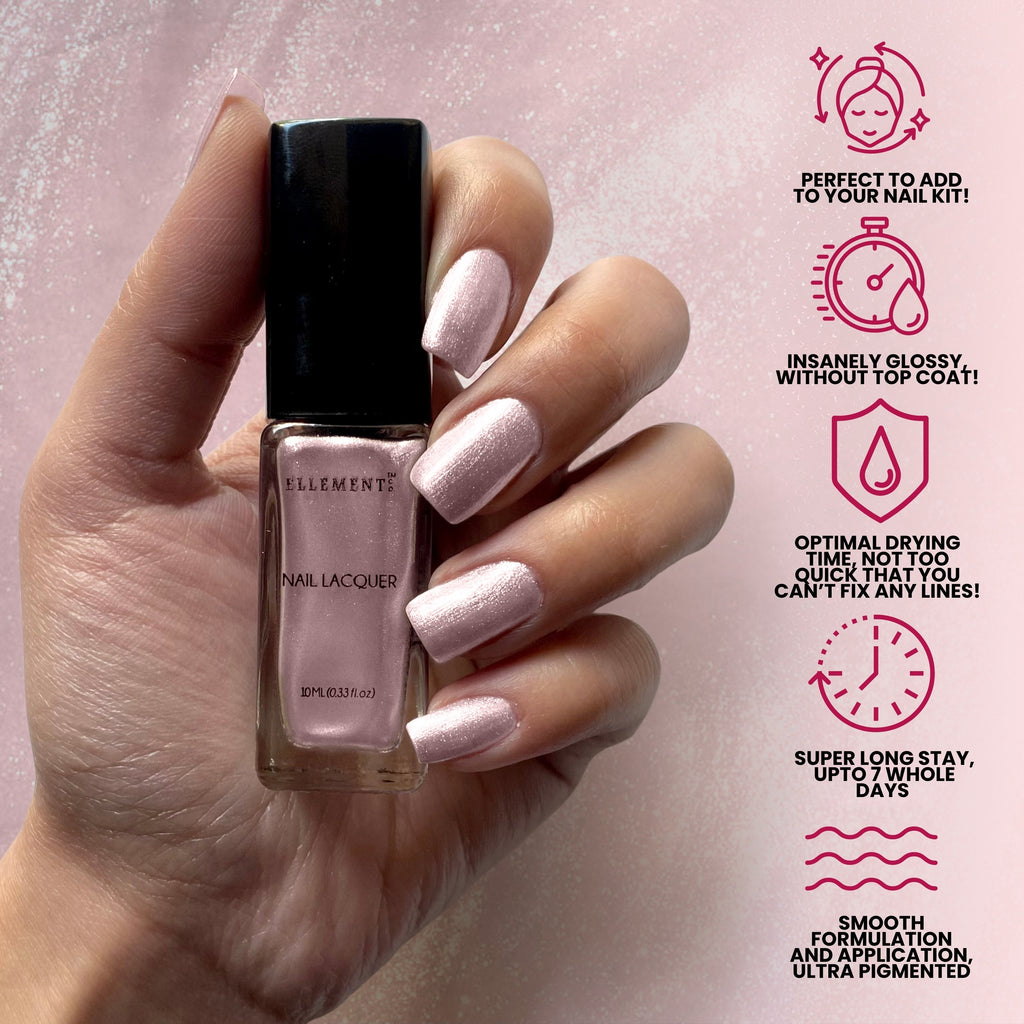 Pink Champagne Metallic Rose Gold Vegan Nail Polish – Chip-Resistant, Gel-Like Shine, Long-Lasting