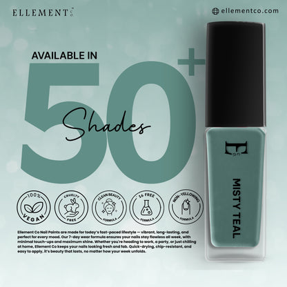 MISTY TEAL Vegan Nail Polish Teal Blue, Green Color -10 Ml