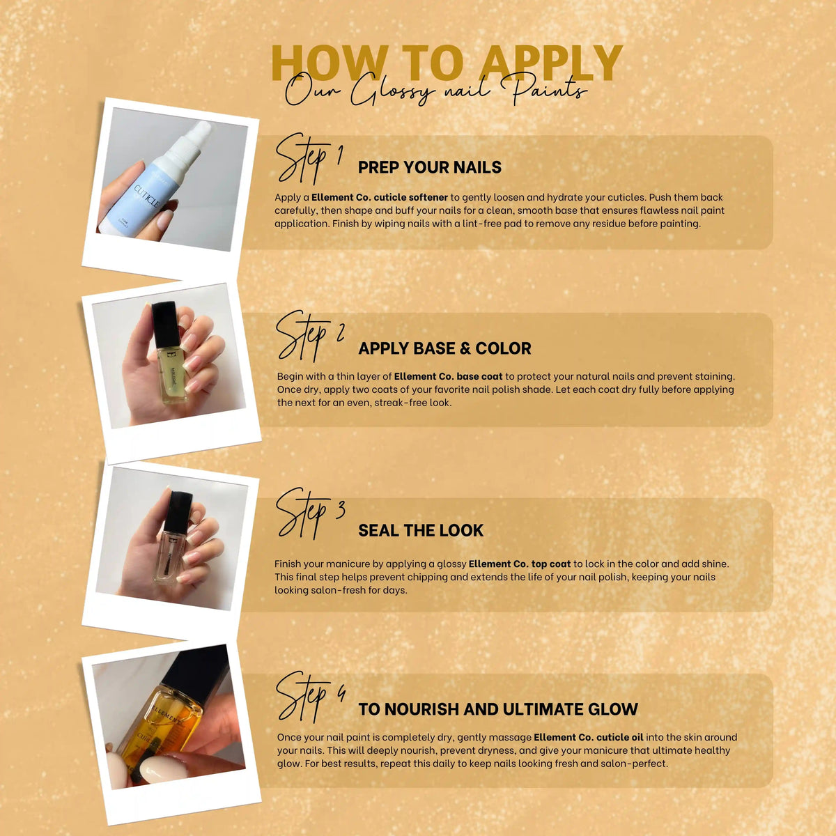 Golden Hour Vegan Gold Nail Polish – Chip-Resistant, Glittery Finish, Gel-Like Shine, Long-Lasting 5