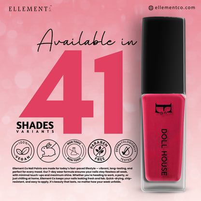 Doll House Vegan Pink Nail Polish – Chip-Resistant, Non-Yellowing, Gel-Like Shine, Long-Lasting