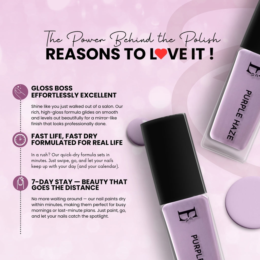Purple Haze Vegan Nail Polish – Lavender/Lilac Shade, Chip-Resistant, Non-Yellowing, Shiny Finish, Long-Lasting