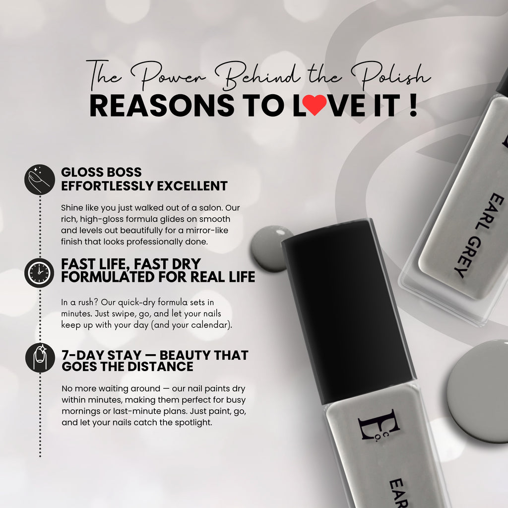 Earl Grey Vegan Nail Polish – Chip-Resistant, Non-Yellowing, Gel-Like Shine, Long-Lasting