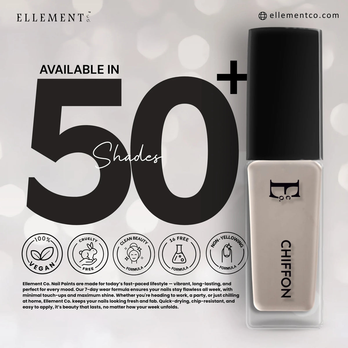 Chiffon Grey Vegan Nail Polish – Chip-Resistant, Pastel Color, Non-Yellowing, Gel-Like Shine, Long-Lasting 4