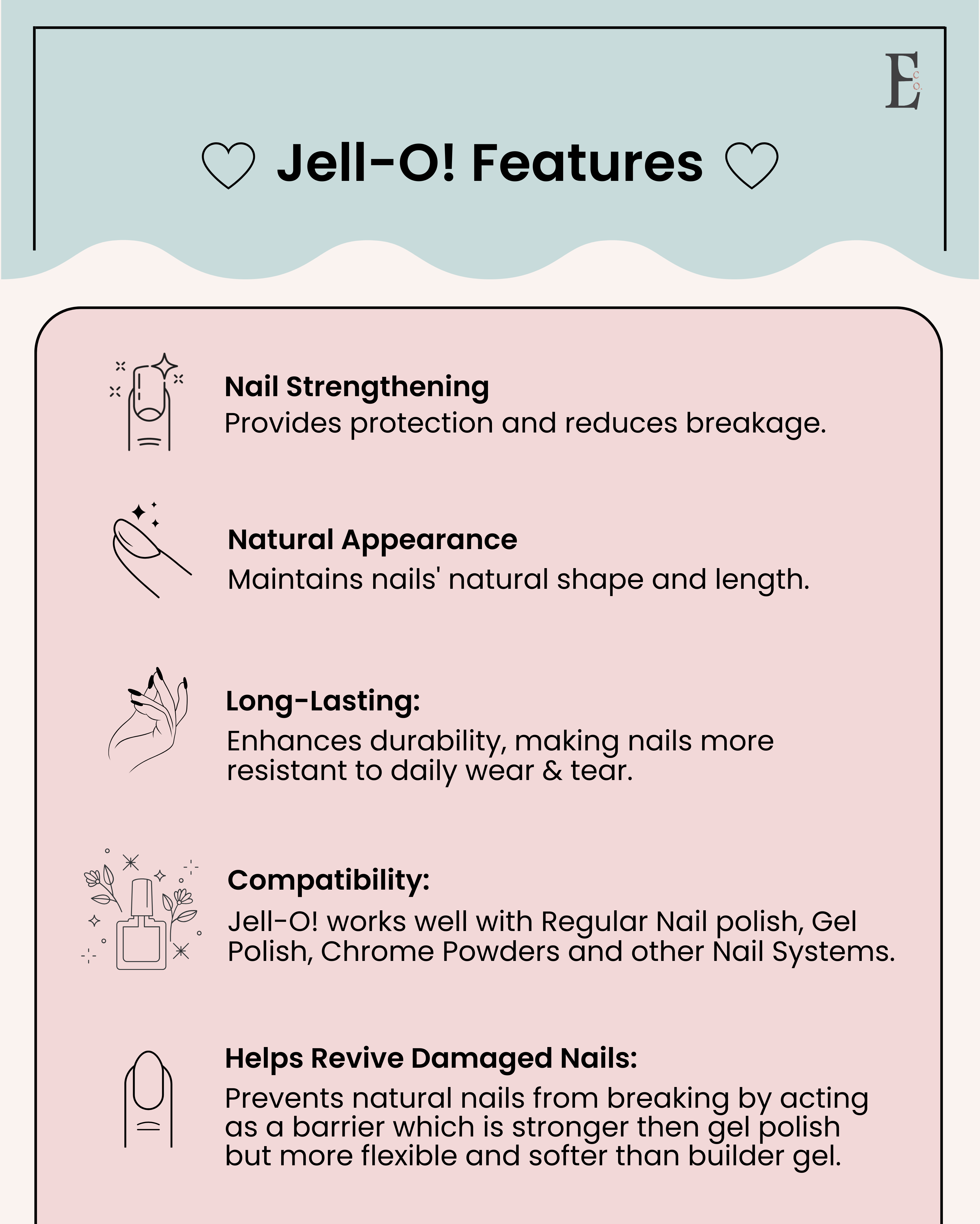 JELL-O! Clear – Builder in a Bottle | Nail Strengthener & Flexible Base for Gel Polish, Builder Gel, or Acrylic | Strengthening Overlay for Natural Nails