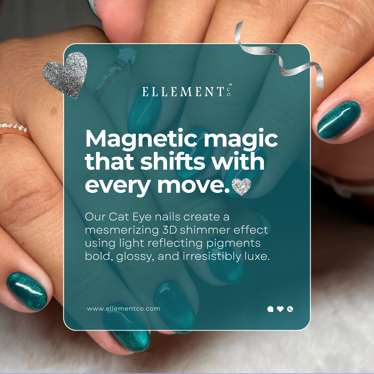 Cyan Cat Eye Gel Polish – Magnetic Teal Nail Gel with Multi-Dimensional Cat Eye Effect, Long-Lasting Shine