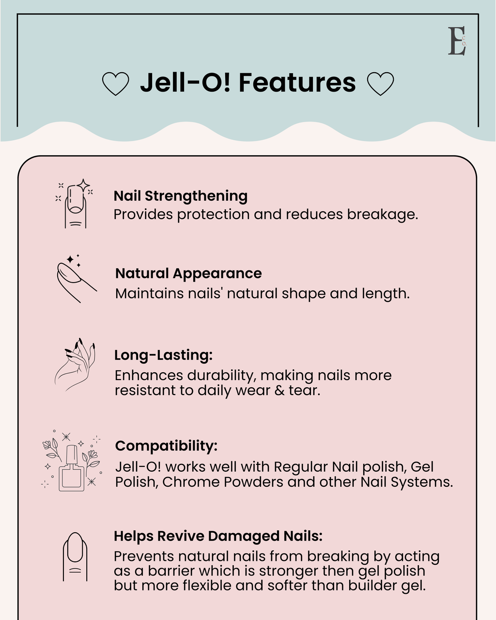 JELL-O! Blush Pink Builder in a Bottle – Nail Strengthening Gel Base | Flexible, Chip-Resistant Overlay for Natural Nails, Gel Polish & Acrylic Systems