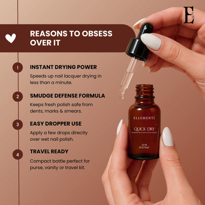 Ellement Co. Quick Dry Nail Drops – Fast-Drying, Smudge-Free Polish Accelerator, 15ML