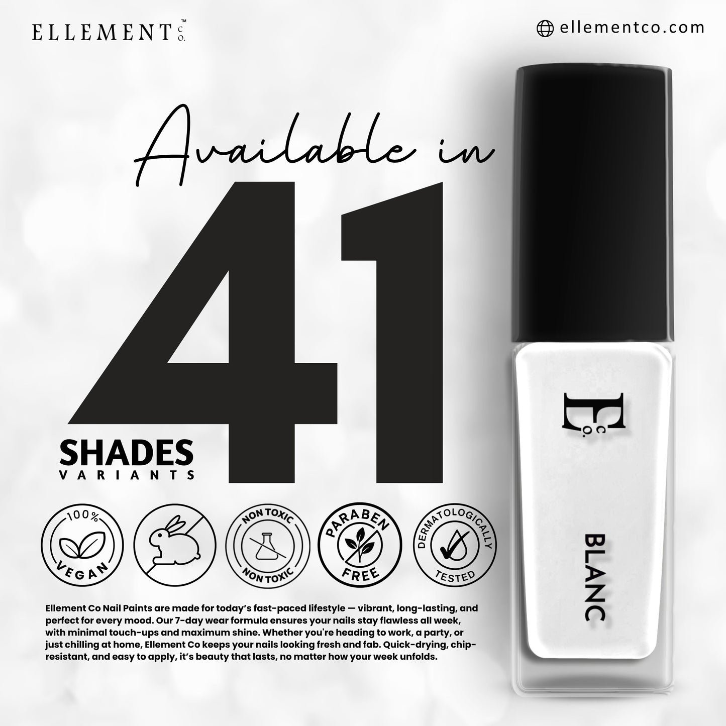 Blanc Nail Vegan Polish – Pure White, Chip-Resistant, Non-Yellowing, Long-Lasting Shine, Perfect For French Manicure