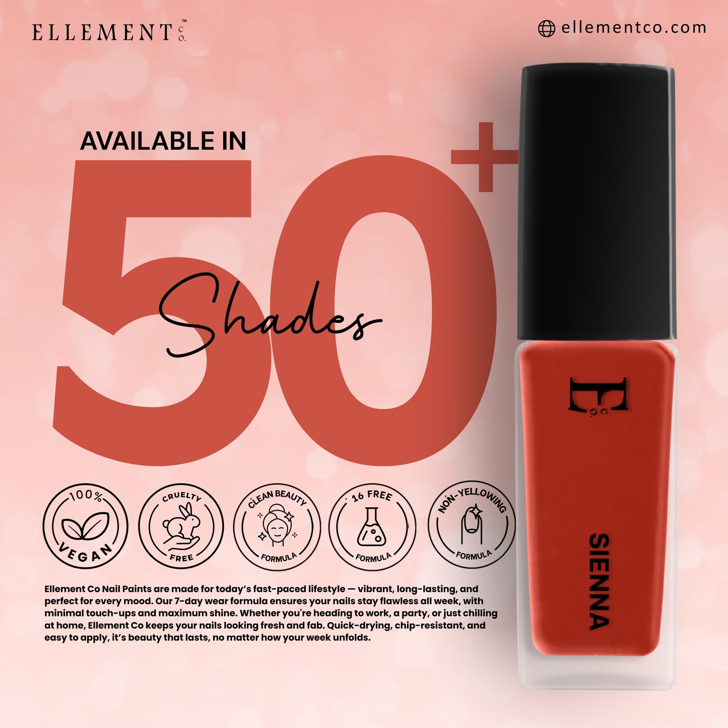 SIENNA Vegan Nail Polish, Terracotta Brown Color -10 Ml