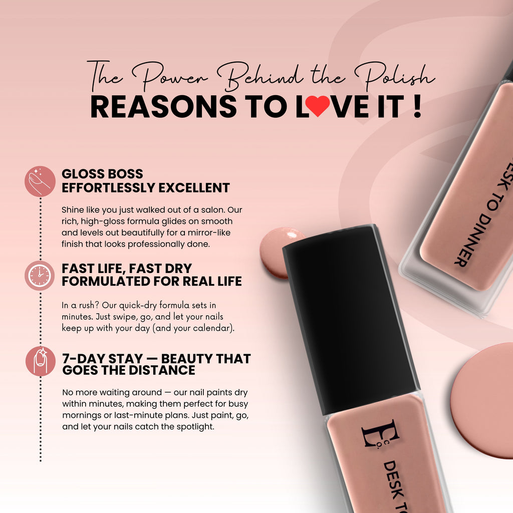 Desk to Dinner Vegan Nude Brown Nail Polish – Chip-Resistant, Non-Yellowing, Gel-Like, Long-Lasting
