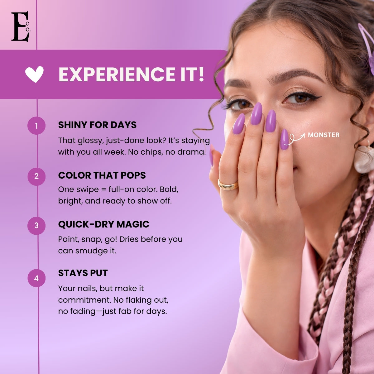 Lavender Love Nail Polish Set – 5-Piece Purple and White Collection (Monster, Hi-Tea, Purple Haze, Milky Way, Blanc)