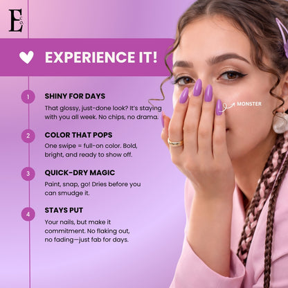 Lavender Love Nail Polish Set – 5-Piece Purple and White Collection (Monster, Hi-Tea, Purple Haze, Milky Way, Blanc)
