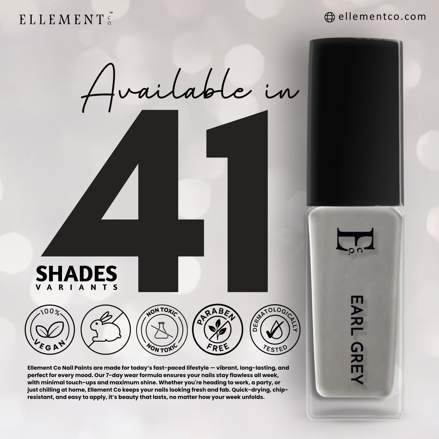 Earl Grey Vegan Nail Polish – Chip-Resistant, Non-Yellowing, Gel-Like Shine, Long-Lasting