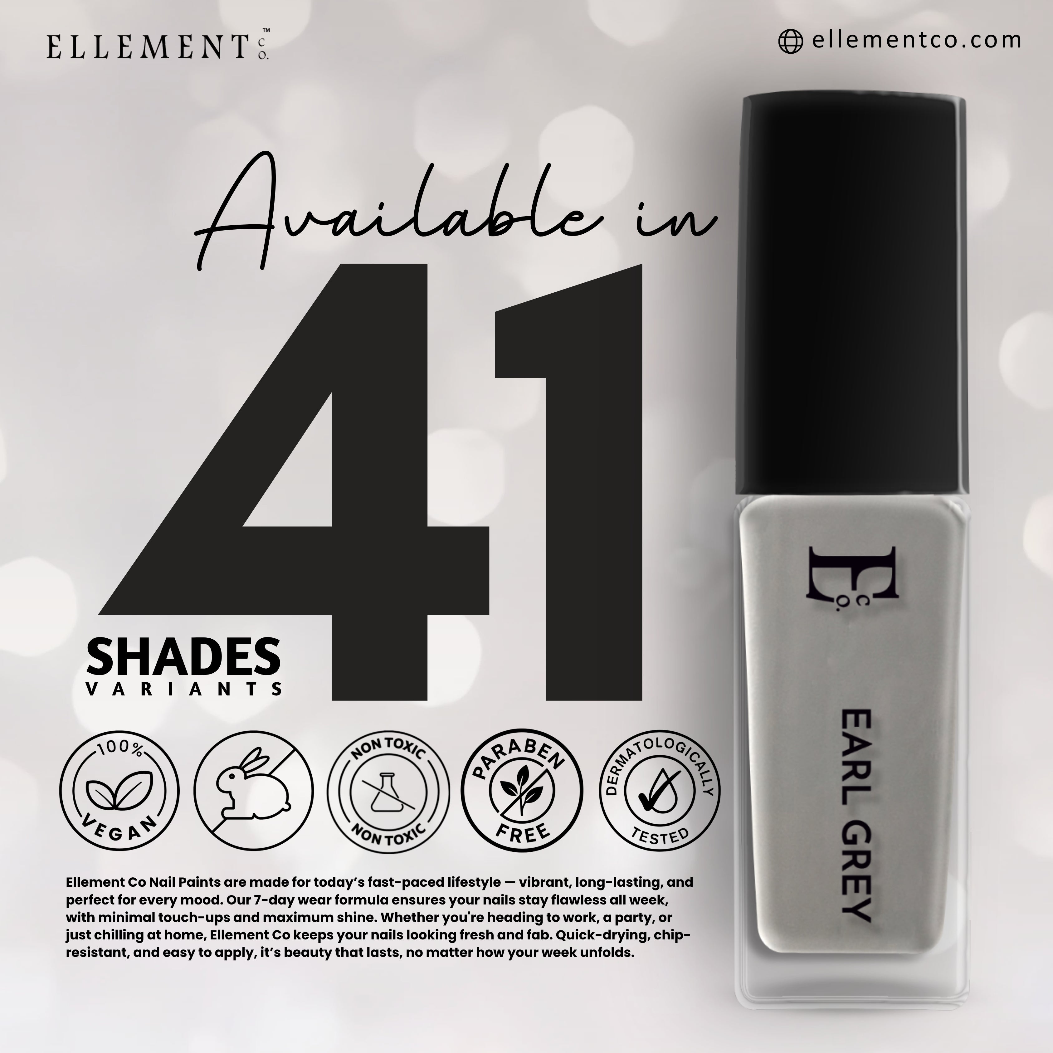 Earl Grey Vegan Nail Polish – Chip-Resistant, Non-Yellowing, Gel-Like Shine, Long-Lasting