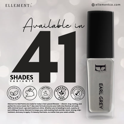 Earl Grey Vegan Nail Polish – Chip-Resistant, Non-Yellowing, Gel-Like Shine, Long-Lasting