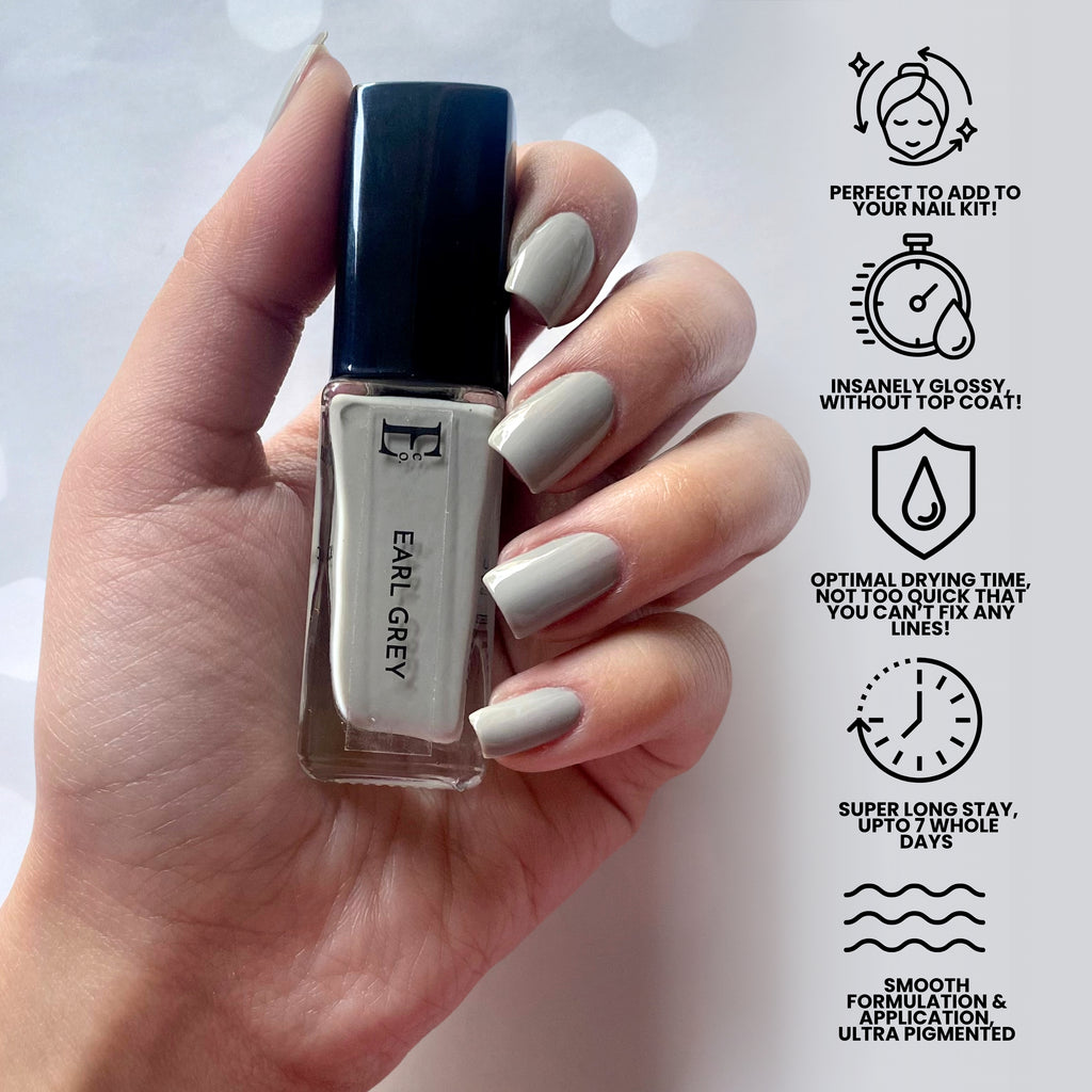 Earl Grey Vegan Nail Polish – Chip-Resistant, Non-Yellowing, Gel-Like Shine, Long-Lasting