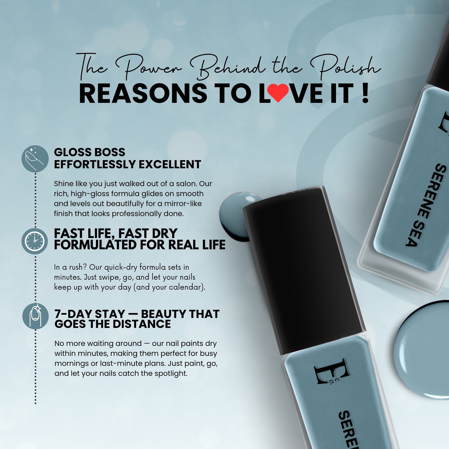 SERENE SEA Vegan Nail Polish, Dusty Blue Color -10 Ml