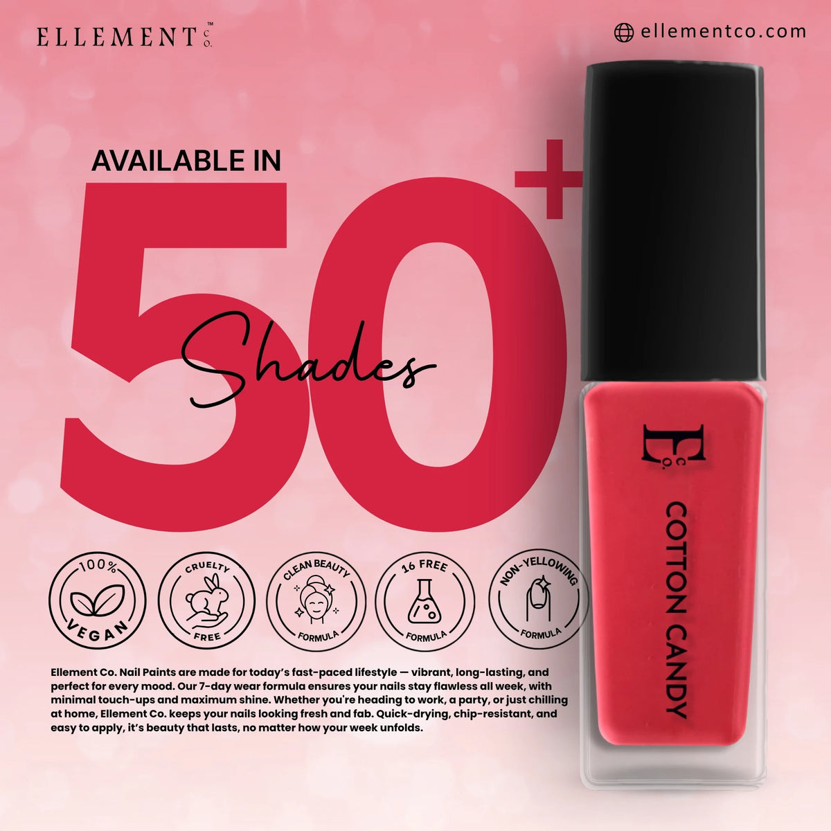 Cotton Candy Vegan Hot Pink Nail Polish – Chip-Resistant, Non-Yellowing, Gel-Like Shine, Long-Lasting 4