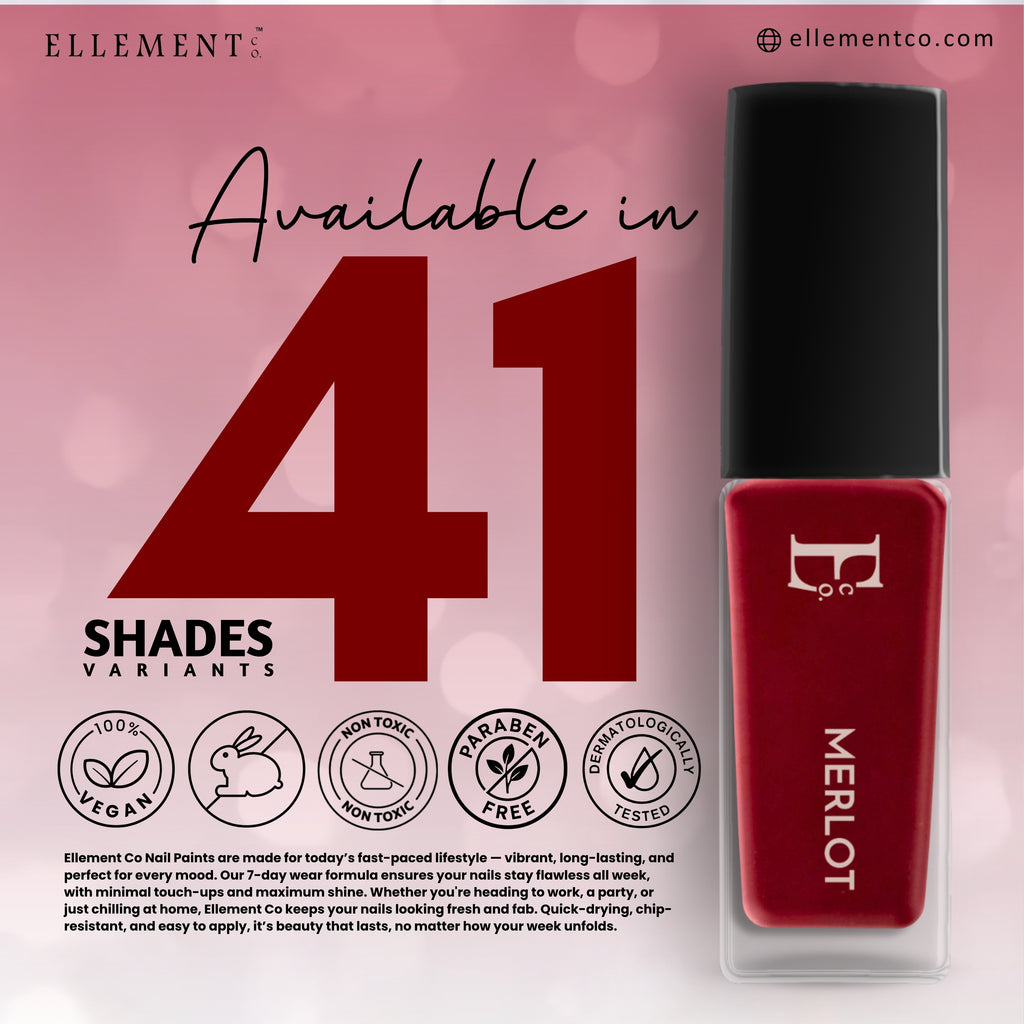 Merlot Vegan Maroon Nail Polish – Chip-Resistant, Non-Yellowing, Gel-Like Shine, Long-Lasting