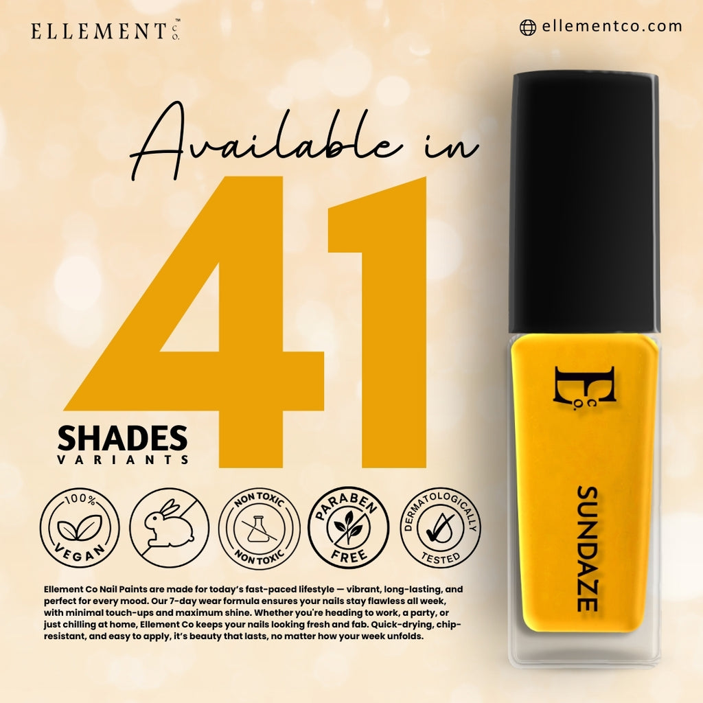 Sundaze Vegan Pop Yellow Nail Polish – Chip-Resistant, Intense Color, Gel-Like Shine, Long-Lasting
