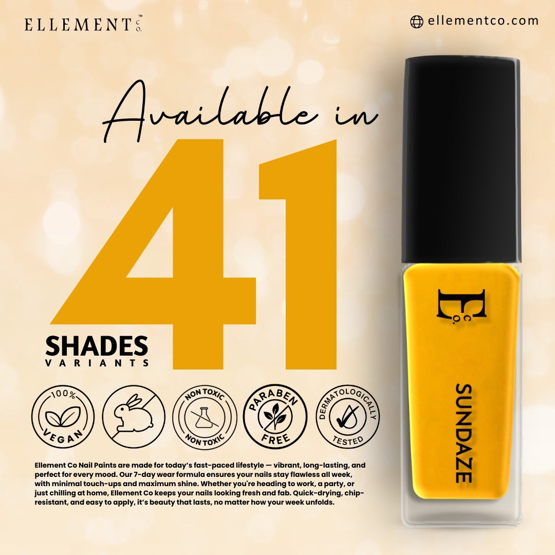 Sundaze Vegan Pop Yellow Nail Polish – Chip-Resistant, Intense Color, Gel-Like Shine, Long-Lasting