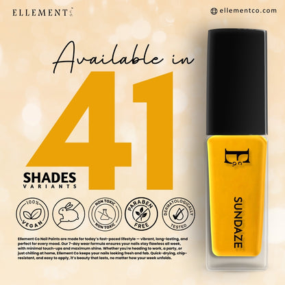 Sundaze Vegan Pop Yellow Nail Polish – Chip-Resistant, Intense Color, Gel-Like Shine, Long-Lasting