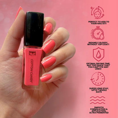Cotton Candy Vegan Hot Pink Nail Polish – Chip-Resistant, Non-Yellowing, Gel-Like Shine, Long-Lasting 6