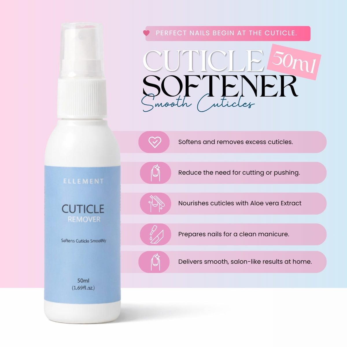 Cuticle Softener & Remover – Nourishing Spray for Healthy, Hydrated Cuticles – Salon-Quality at Home