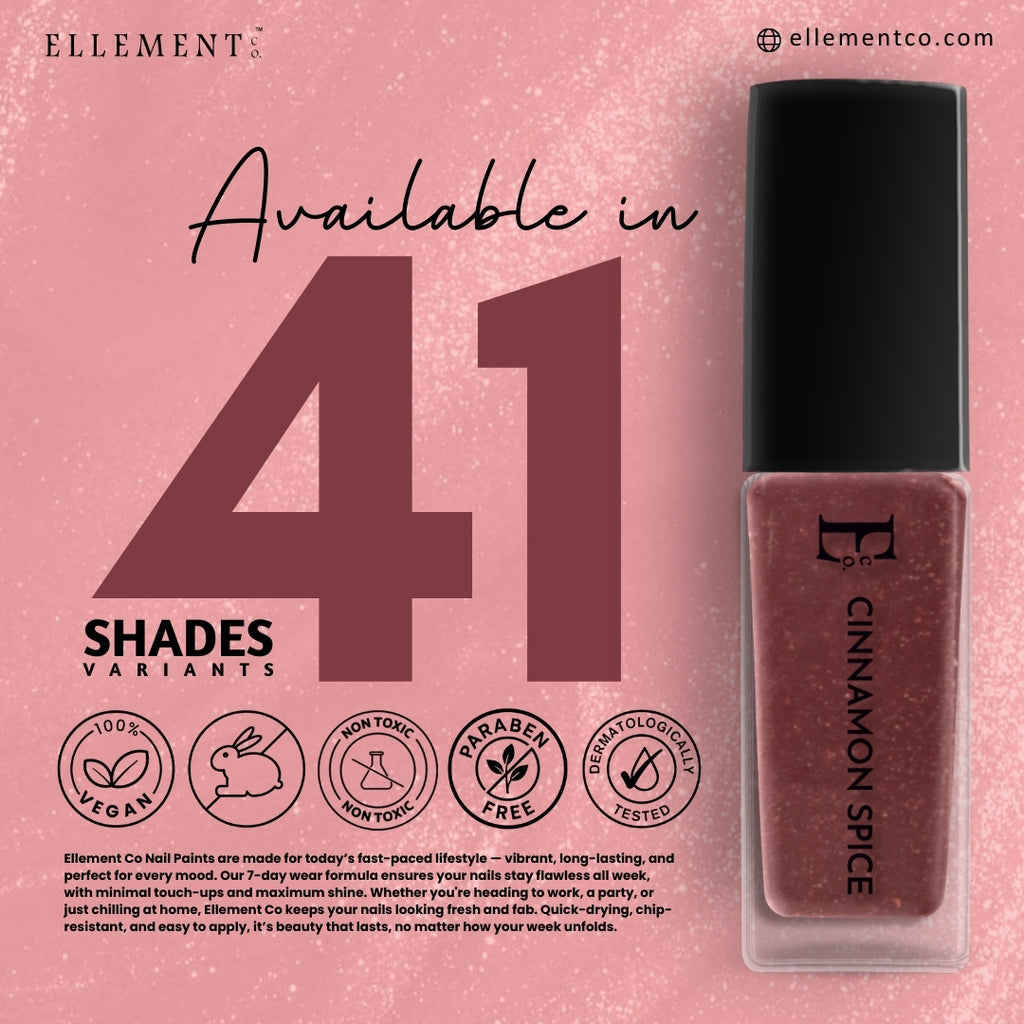 Cinnamon Spice Vegan Light Maroon Nail Polish – Chip-Resistant, Non-Yellowing, Metallic Shimmer, Long-Lasting