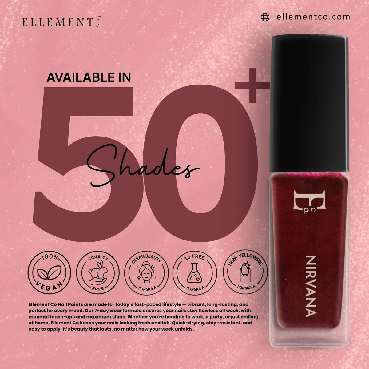 Nirvana Vegan Metallic Red Nail Polish – Chip-Resistant, Non-Yellowing, Gel-Like Shimmer, Long-Lasting 4