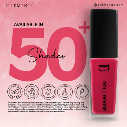 Doll House Vegan Pink Nail Polish – Chip-Resistant, Non-Yellowing, Gel-Like Shine, Long-Lasting 5