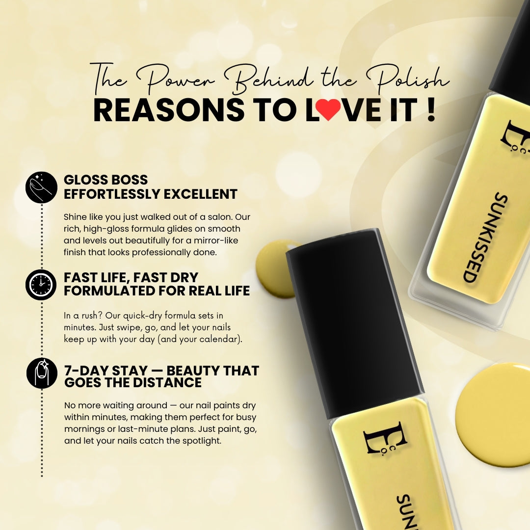Sunkissed Vegan Pastel Yellow Nail Polish – Chip-Resistant, Gel-Like Shine, Long-Lasting, Strengthens Nails