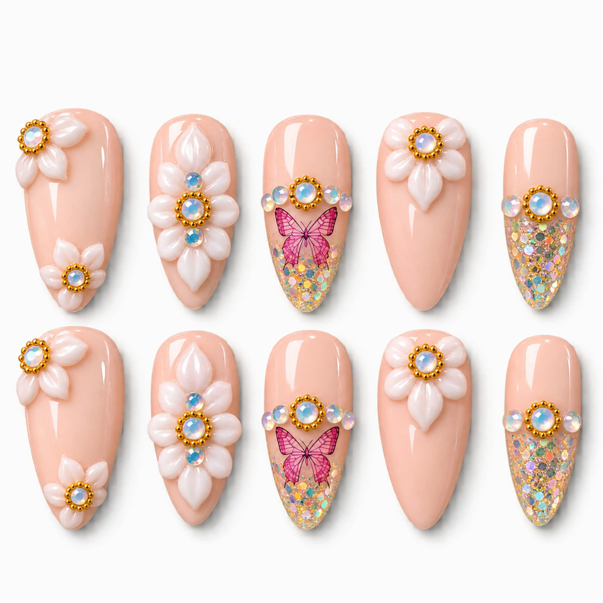 Butterfly Blooms with Iridescent Gems 3
