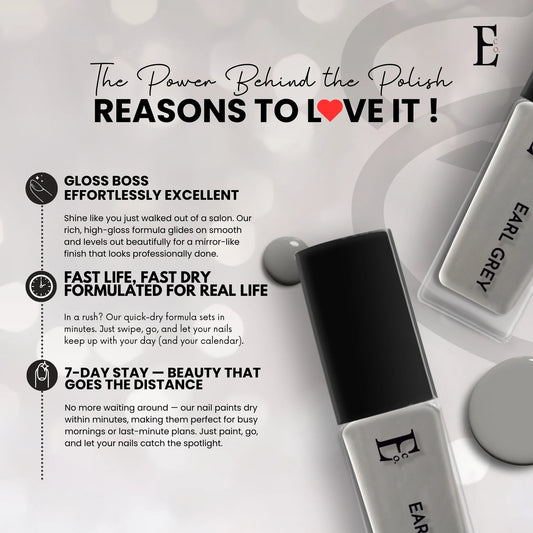 Earl Grey Vegan Nail Polish – Chip-Resistant, Non-Yellowing, Gel-Like Shine, Long-Lasting 3