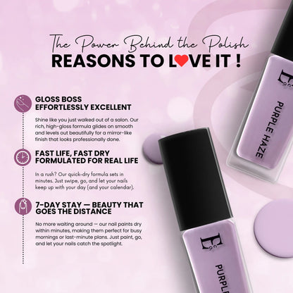 Purple Haze Vegan Nail Polish – Lavender/Lilac Shade, Chip-Resistant, Non-Yellowing, Shiny Finish, Long-Lasting 4