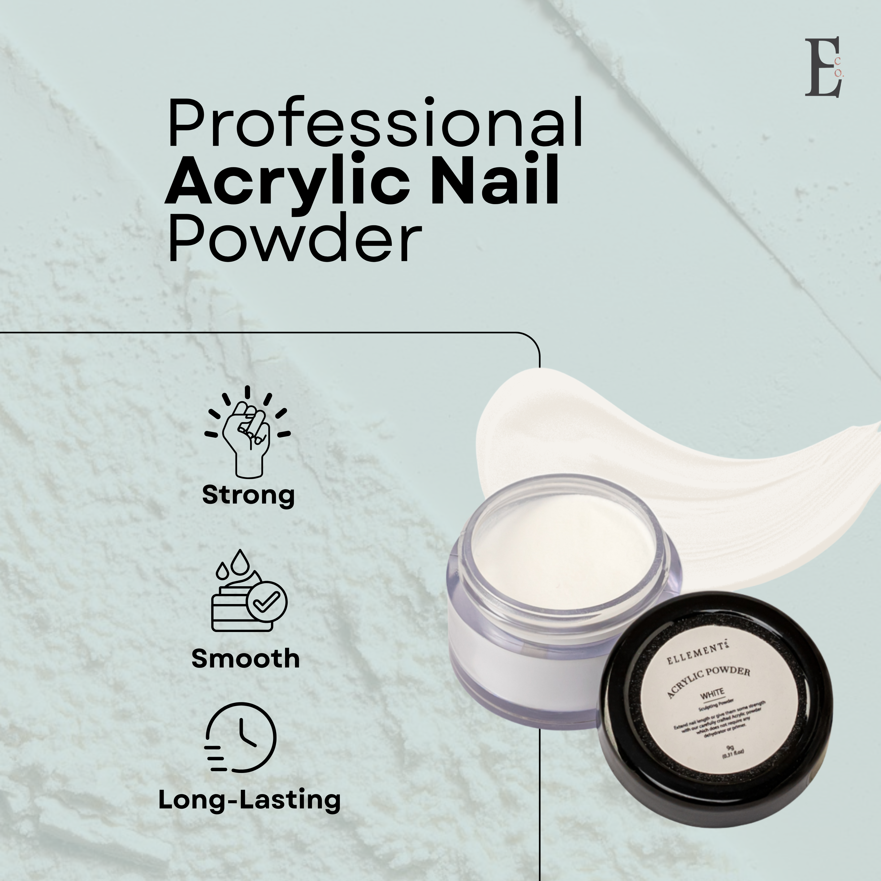 White Acrylic Powder for Nails – Professional Acrylic Nail Powder for Extensions & Overlays, Self-Leveling Formula with Strong Adherence, Medium Viscosity, Perfect for Nail Art & Long-Lasting Results