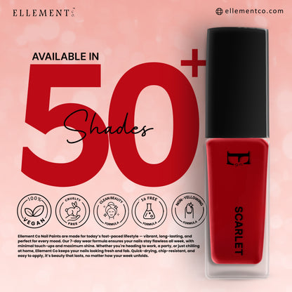 SCARLET Vegan Nail Polish, Red Color -10 Ml