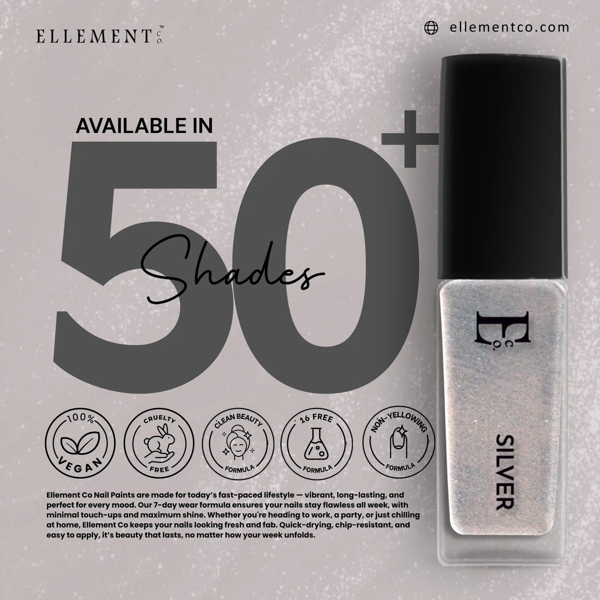 Silver Vegan Nail Polish – Chip-Resistant, Non-Yellowing, Gel-Like Mirror Finish, Long-Lasting 4